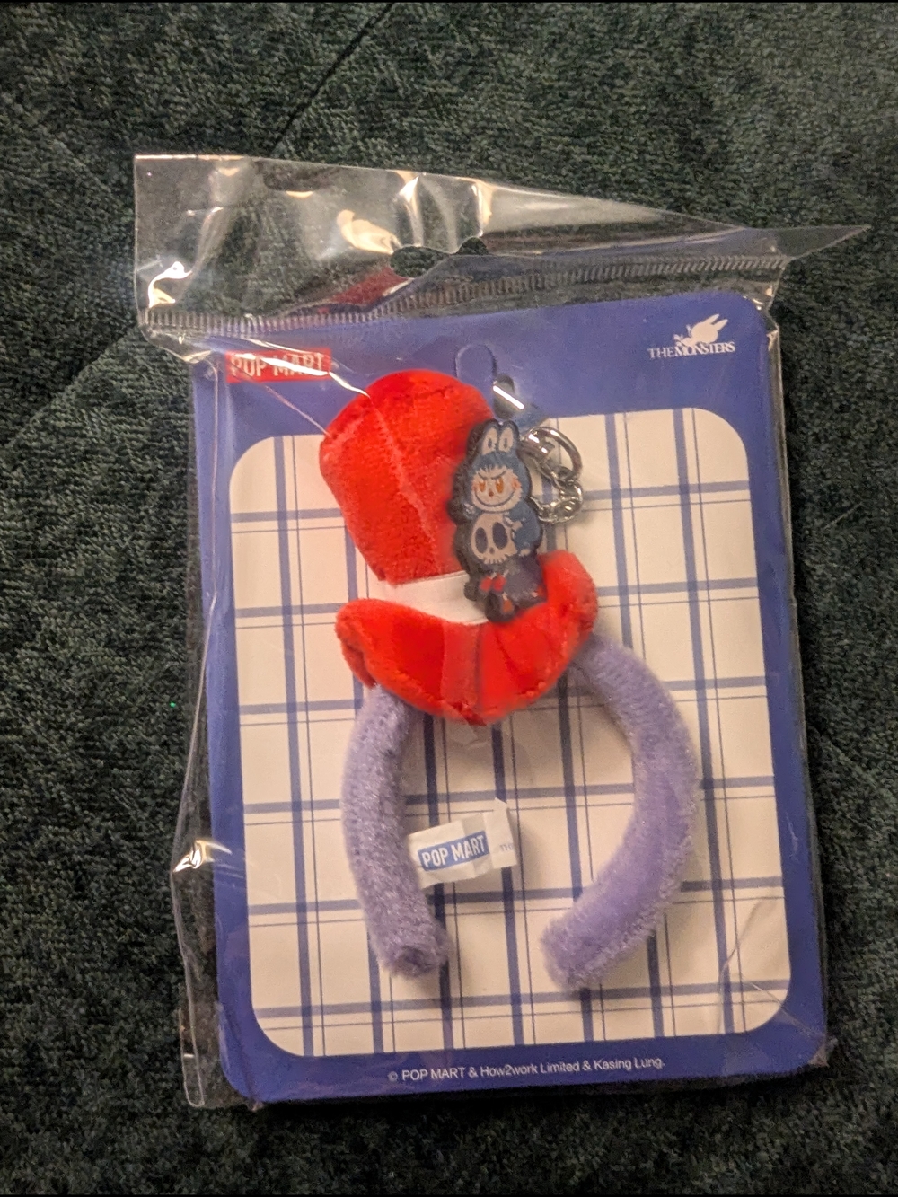 Pop Mart Plush The Monster Red Top Hat Headband with Purple Band Keychain
